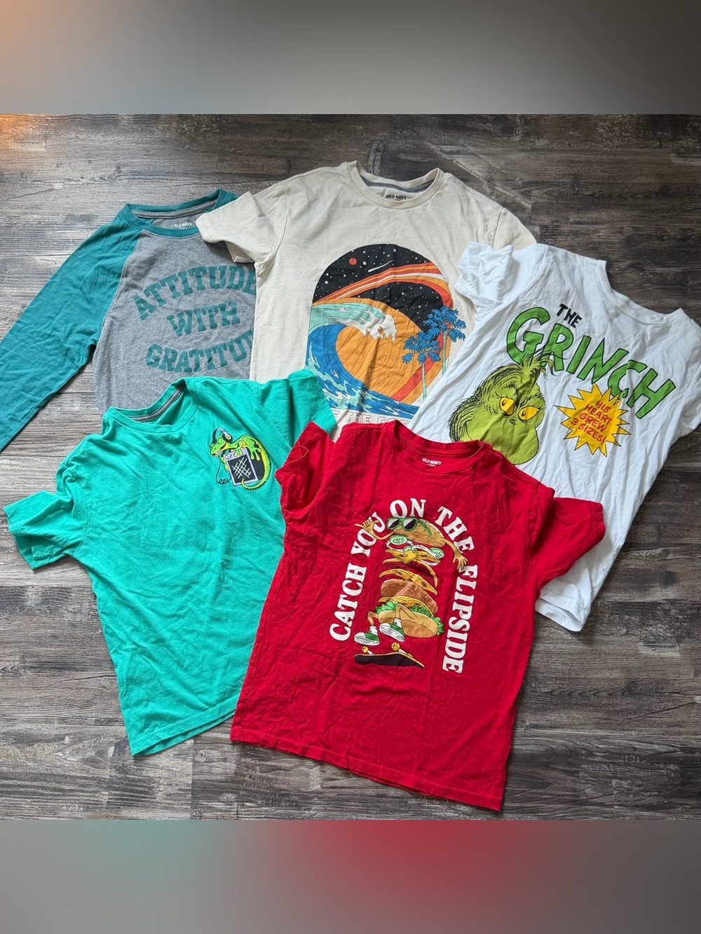 Lot of 5 Old Navy graphic print short sleeve shirts boys XL 14-16